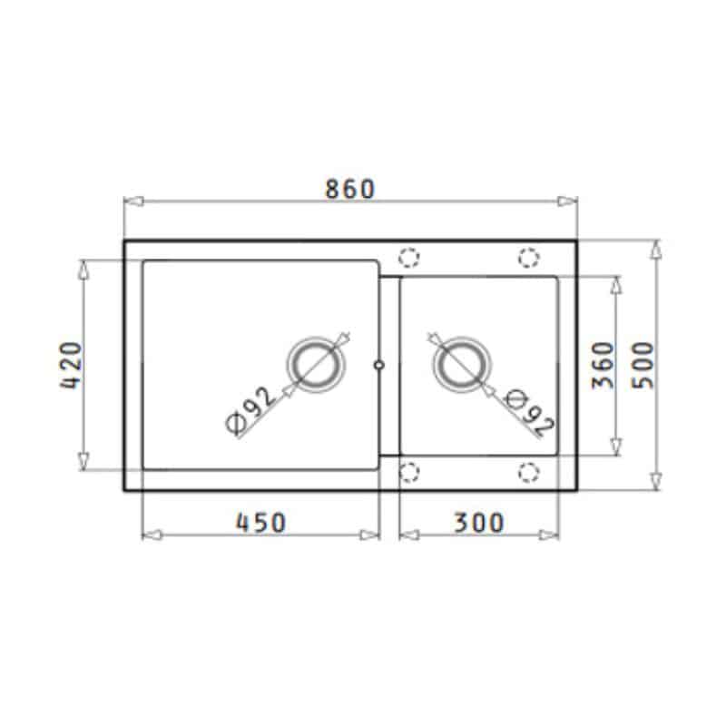 Kích thước Chậu rửa bát Hafele HS G8650 565.83.351 Chậu rửa bát Hafele HS G8650 565.83.351