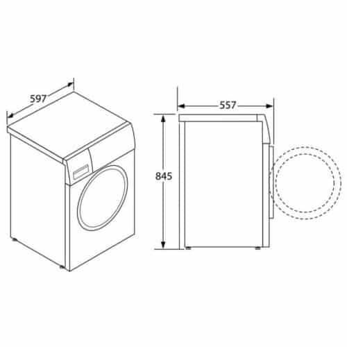 Kích thước máy giặt Hafele HW F60A 539.96.140