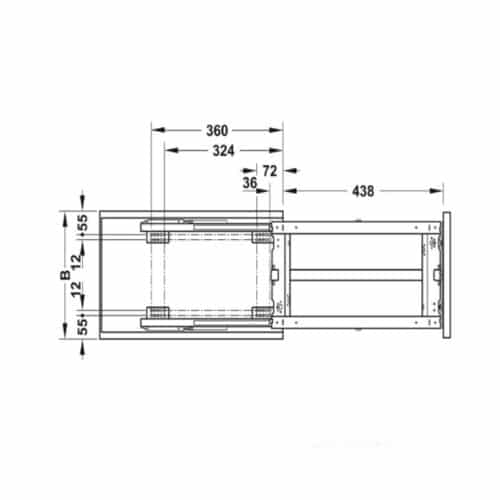 Kích thước phụ kiện tủ bếp Hafele 545.11.962 màu Anthracite