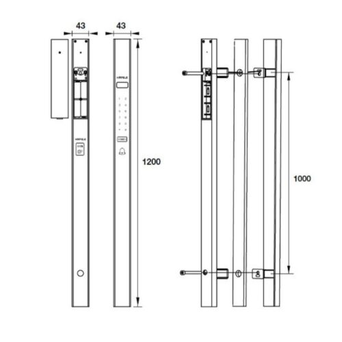 Tay nắm cửa thông minh Hafele EH6000 912.05.851 5 Kích thước Tay nắm cửa thông minh Hafele EH6000 912.05.851