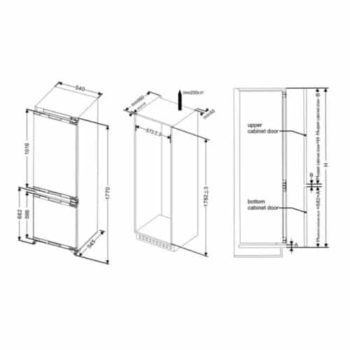 Tủ lạnh âm Hafele HF-BI60X 534.14.080 6 Kích thước của Tủ lạnh âm Hafele HF-BI60X 534.14.080