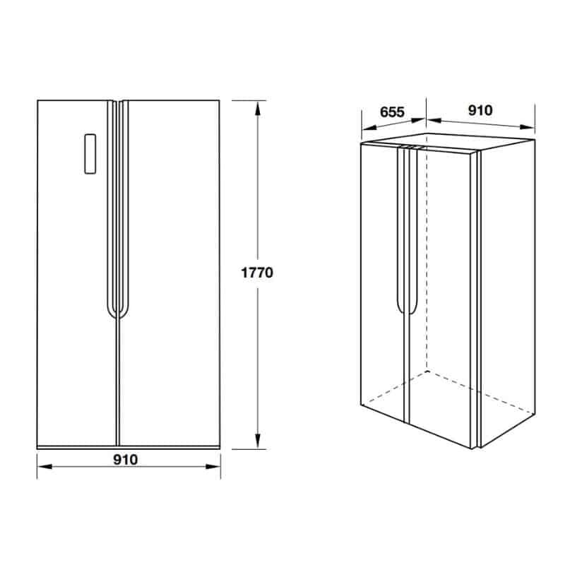 Kích thước Tủ lạnh side by side Hafele HF-SBSID 534.14.020 Kích thước của Tủ lạnh side by side Hafele HF-SBSID 534.14.020