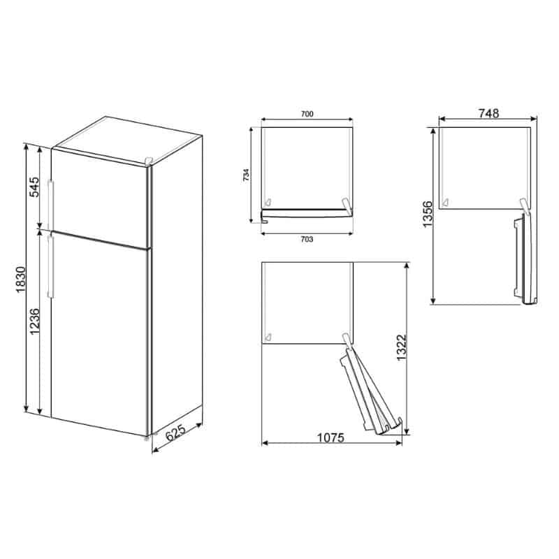 Kích thước Tủ Lạnh Hafele Smeg FD70FN1HX 535.14.593 Kích thước Tủ Lạnh Hafele Smeg FD70FN1HX 535.14.593