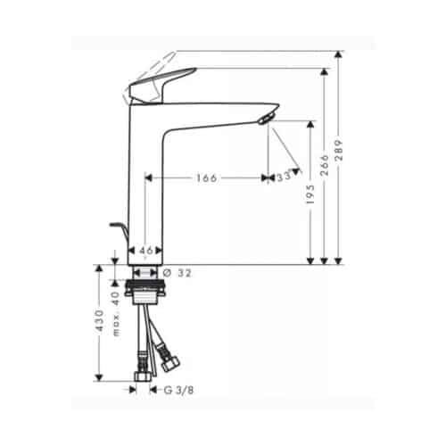 Vòi lavabo Hafele Hansgrohe Logis 190 589.52.406