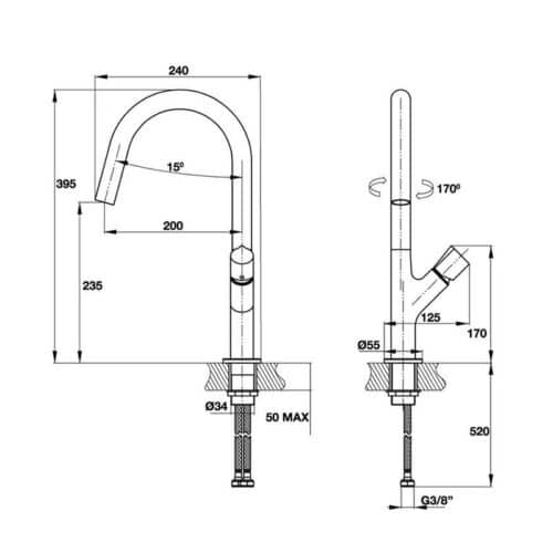 Vòi rửa bát Hafele HF-C220I 569.15.220 3 Vòi rửa bát Hafele HF-C220I 569.15.220