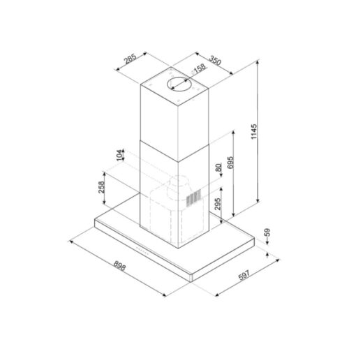 Máy hút mùi đảo 90cm Hafele Smeg KI90XE 536.84.628 3 Kích thước Máy hút mùi đảo 90cm Hafele Smeg KI90XE 536.84.628