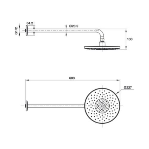 Thiết kế của Sen đầu gắn tường Airsense 227R 485.60.618