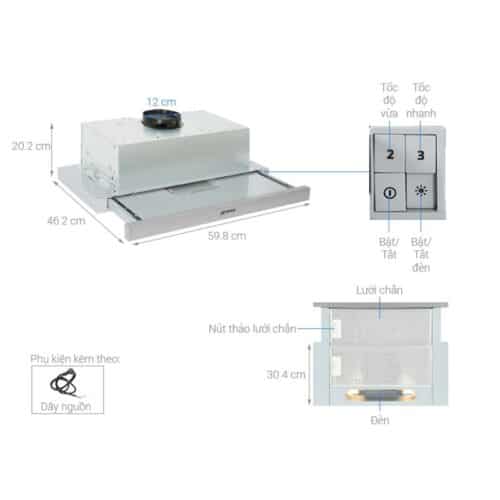Thông số Máy hút mùi âm tủ Hafele Smeg KSET62E 536.84.832