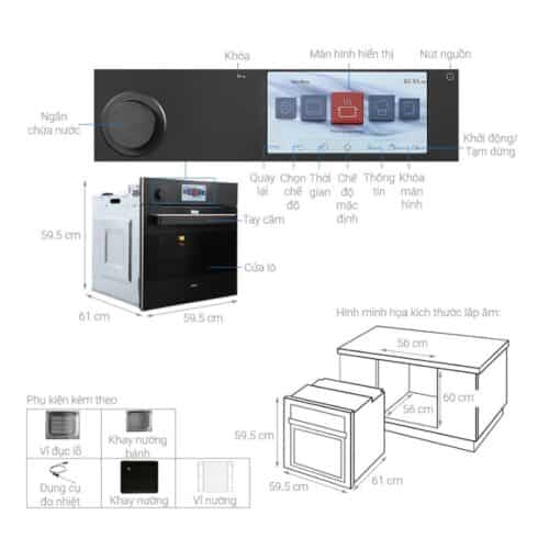 Thông số ký thuật lò nướng kết hợp hấp âm tủ Hafele 535.02.711