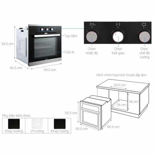 Lò nướng âm tủ Hafele HO-K60B 534.05.581 7 Thông số kỹ thuật lò nướng âm tủ Hafele HO-K60B 534.05.581