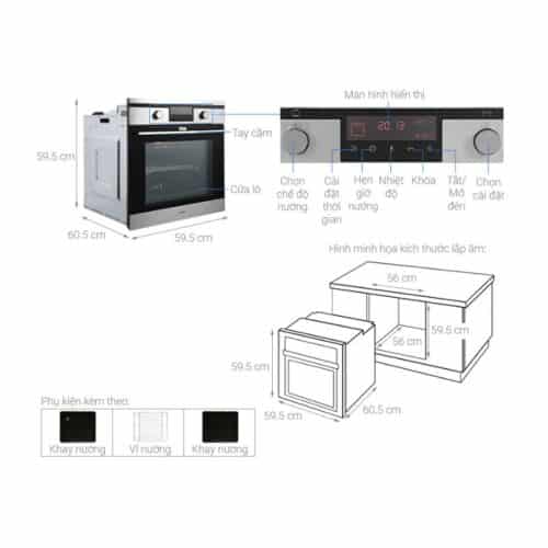 Thông số kỹ thuật lò nướng âm tủ Hafele HO-KT60J 535.62.511