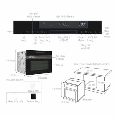 Thông số kỹ thuật lò nướng kết hợp vi sóng Hafele HCO-8T50A 538.01.431