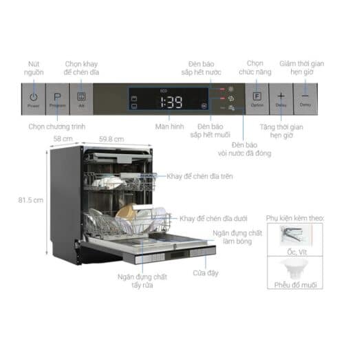 Máy rửa chén bán âm Hafele HDW-SI60AB 538.21.320 8 Thông số kỹ thuật của máy rửa chén bán âm Hafele HDW-SI60AB 538.21.320