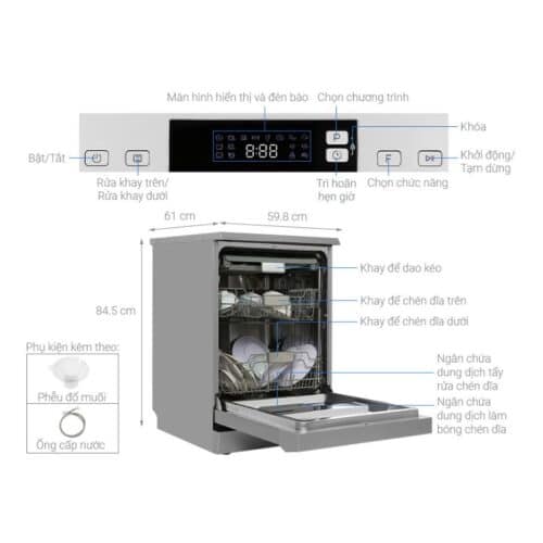 Thông số kỹ thuật máy rửa bát độc lập Hafele HDW-F60E 538.21.200