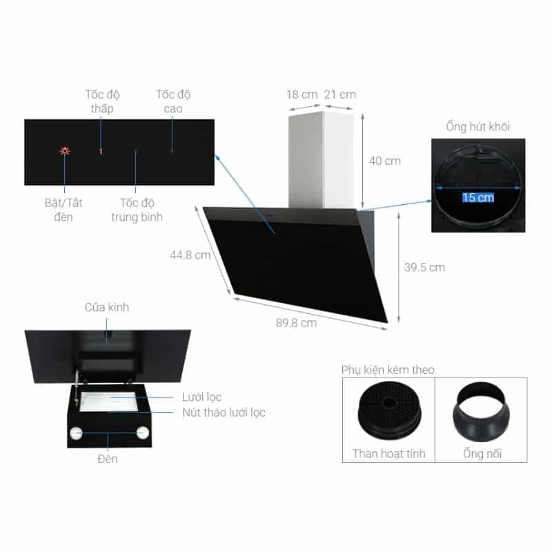 Thông số Máy hút mùi gắn tường Hafele HH-WVG90C 533.89.013 Thông số Máy hút mùi gắn tường Hafele HH-WVG90C 533.89.013