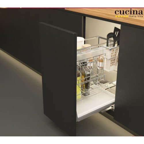 Ảnh thực tế bộ rổ dao thớt, chai lọ SONATA Cucina 549.20.014 Inox 304