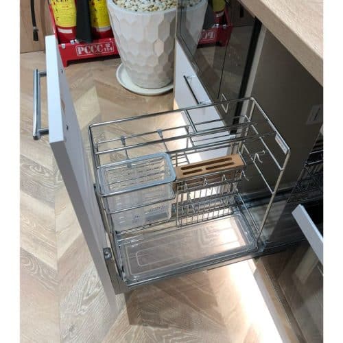 Ảnh thực tế bộ rổ dao thớt, chai lọ SONATA Cucina 549.20.014 Inox 304