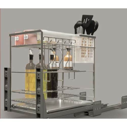 Ảnh thực tế bộ rổ dao thớt, chai lọ SONATA Cucina 549.20.015 Inox 304