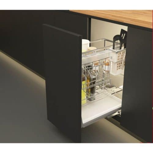 Ảnh thực tế bộ rổ dao thớt, chai lọ SONATA Cucina 549.20.015 Inox 304