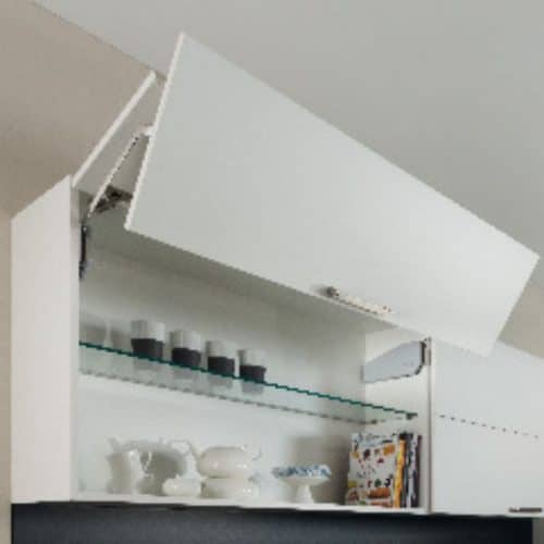 Ảnh thực tế bộ tay nâng FREE FOLD SHORT Hafele 493.05.897, trắng