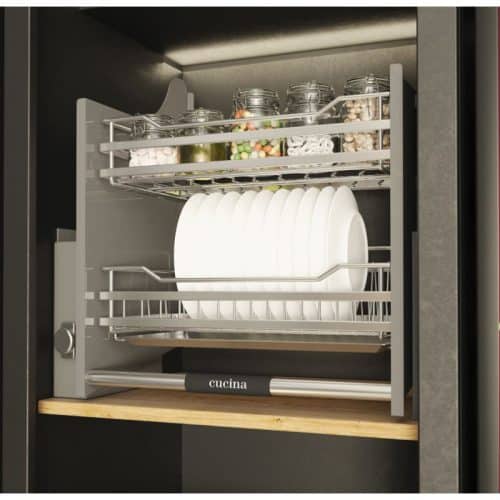 Ảnh thực tế rổ chén đĩa di động lướt dẹt LENTO Cucina 504.76.218 mạ chrome