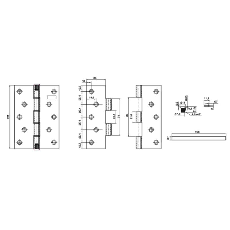 Thiết kế của Bản lề lá Bauma 926.20.345 Thiết kế của Bản lề lá Bauma 926.20.345