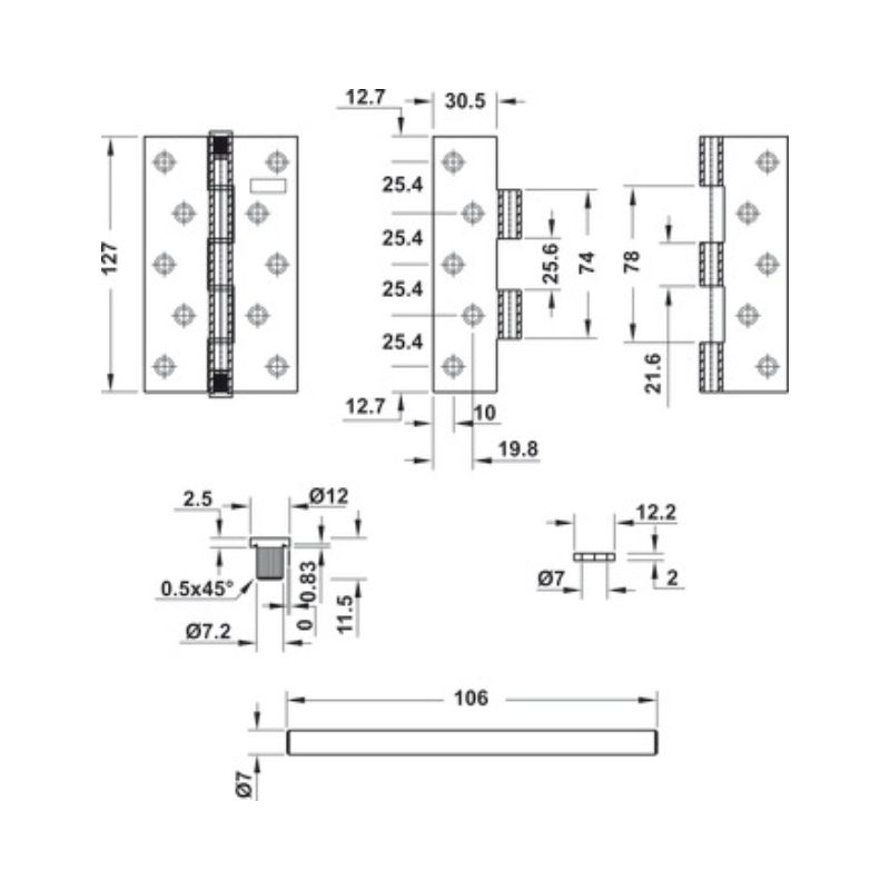 Thiết kế của Bản lề lá Bauma 926.20.347 Thiết kế của Bản lề lá Bauma 926.20.347