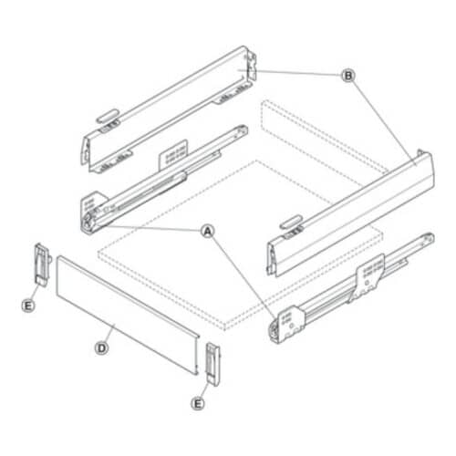 Lắp đặt Bộ ngăn kéo Hafele 513.06.385 Matrix Box P35 VIS 16/92/1200/500mm xám đậm