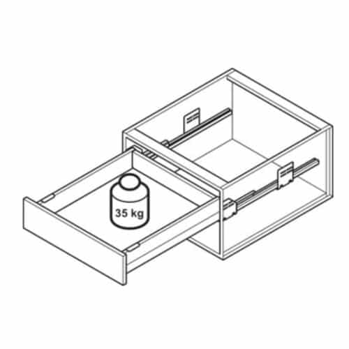 Sức chứa Bộ ngăn kéo Hafele 513.06.385 Matrix Box P35 VIS 16/92/1200/500mm xám đậm