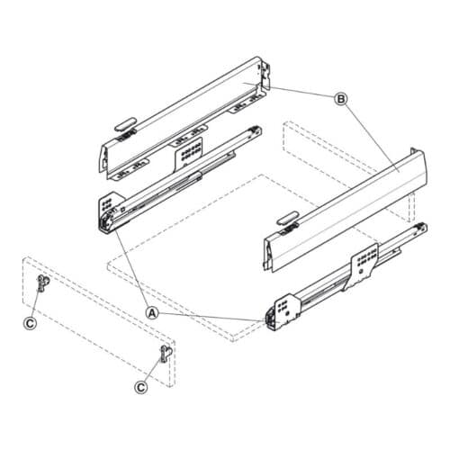 Lắp đặt Bộ ngăn kéo Hafele 513.30.735 Matrix Box P50 16/92/1200/500 trắng mờ