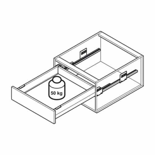 Sức chứa Bộ ngăn kéo Hafele 513.30.735 Matrix Box P50 16/92/1200/500 trắng mờ