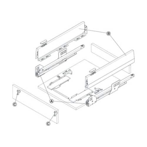 Lắp đặt Bộ ngăn kéo Hafele 513.31.715 Matrix Box P35 PTO SC 16/115/1200/500 mm