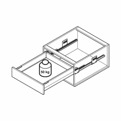 Bộ ngăn kéo Hafele 513.31.735 Matrix Box P5016/115/1200/500 mm trắng mờ 4 Sức chứa Bộ ngăn kéo Hafele 513.31.735