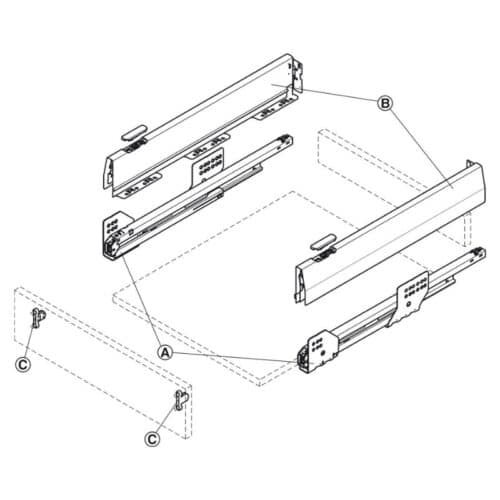Bộ ngăn kéo Hafele 551.54.325 Matrix Box P50 16/92/500mm xám đậm 5 Lắp Bộ ngăn kéo Hafele 551.54.325 Matrix Box P50 16/92/500mm xám đậm