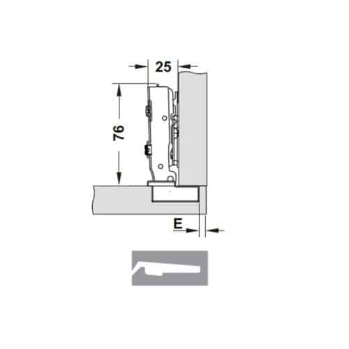 Kích thước bản lề giảm chấn Hafele Cucina Legato 334.00.061