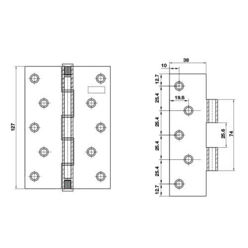 Bản lề lá Hefele Bauma 926.20.345 4 Kích thước bản lề lá Bauma 926.20.345