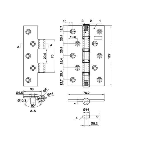 Bản lề lá Hafele Bauma 926.20.352 4 Kích thước bản lề lá Hafele Bauma 926.20.352