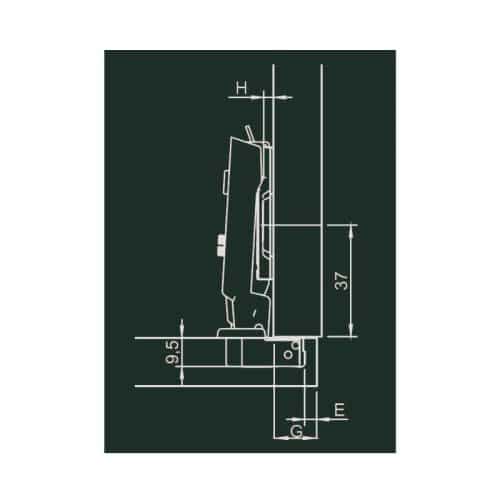 Kích thước bản lề Metalla SM 95 độ mini Hafele 311.04.440