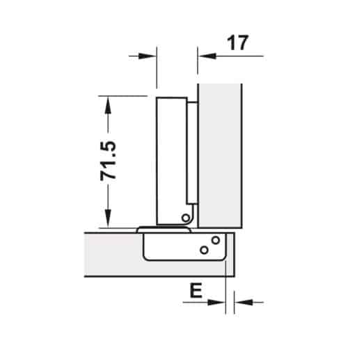 Kích thước bản lề Metalla SM 95 độ mini Hafele 311.04.440