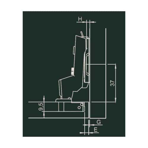 Kích thước bản lề Metalla SM 95 độ mini Hafele 311.04.442