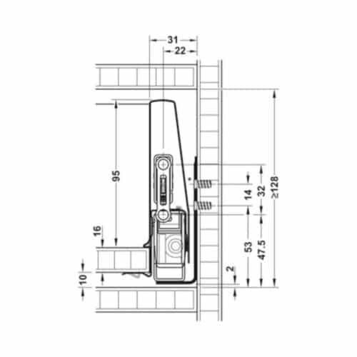 Bộ ngăn kéo Hafele 551.74.725 Matrix Box P50 16/115/500mm trắng mờ 5 Kích thước Bộ ngăn kéo Hafele 551.74.725