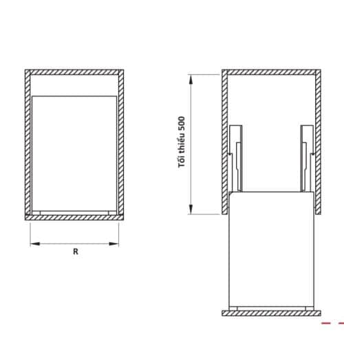 Kích thước bộ rổ dao thớt, chai lọ SONATA Cucina 549.20.215 mạ chrome