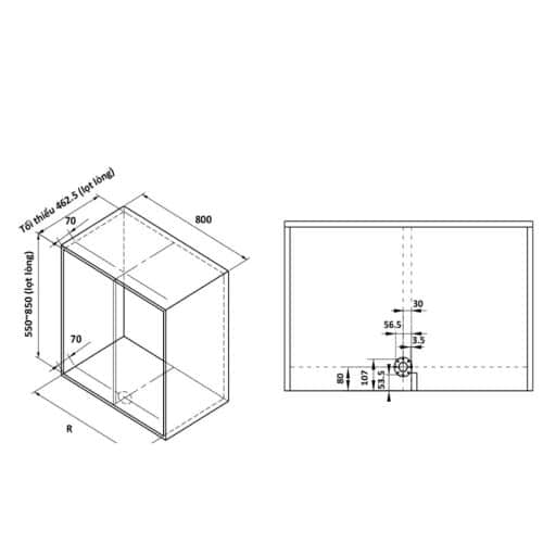 Bộ rổ góc xoay 180 độ MEZZO Cucina 548.37.200 mạ chrome 6 Kích thước bộ rổ góc xoay 180 độ MEZZO Cucina 548.37.200 mạ chrome
