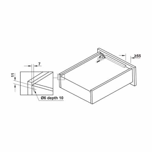 Kích thước ray âm nhấn mở EPC EVO mở toàn phần 400mm Hafele 433.32.173