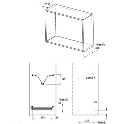 Kích thước rổ chén đĩa không khung PRESTO Cucina 544.40.028 Inox 304