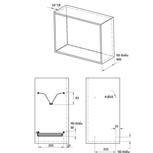 Kích thước rổ chén đĩa không khung PRESTO Hafele Cucina 544.40.027 Inox 304