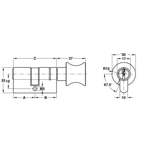Ruột khóa 1 đầu chìa 1 đầu vặn Hafele 916.01.013, 71mm Đồng thau 6 Kích thước ruột khóa 1 đầu chìa 1 đầu vặn Hafele 916.01.013, 71mm Đồng thau