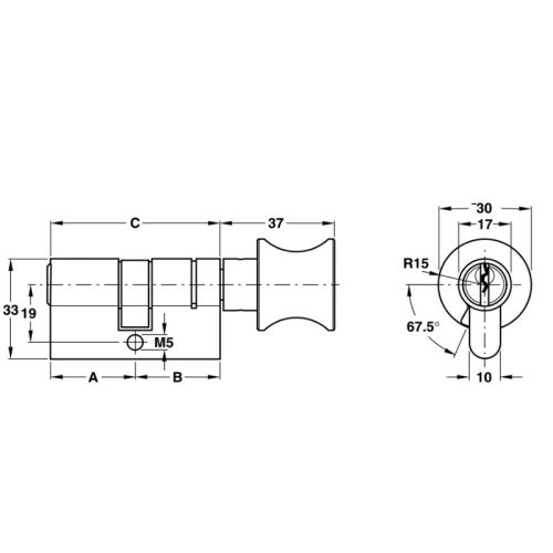 Kích thước ruột khóa 1 đầu chìa 1 đầu vặn Hafele 916.08.183, 71mm Đồng thau