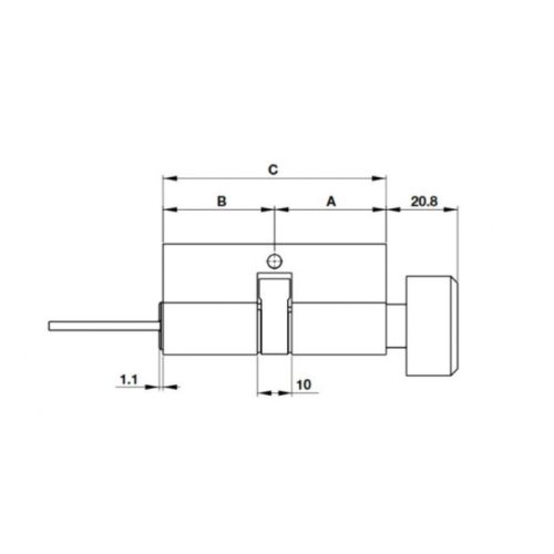 Kích thước ruột khóa 1 đầu chìa 1 đầu vặn oval Hafele 916.96.315