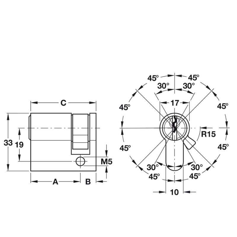 Kích thước ruột khóa 1 đầu Hafele 916.00.605, 65.5mm Đồng thau Kích thước ruột khóa 1 đầu Hafele 916.00.605, 65.5mm Đồng thau